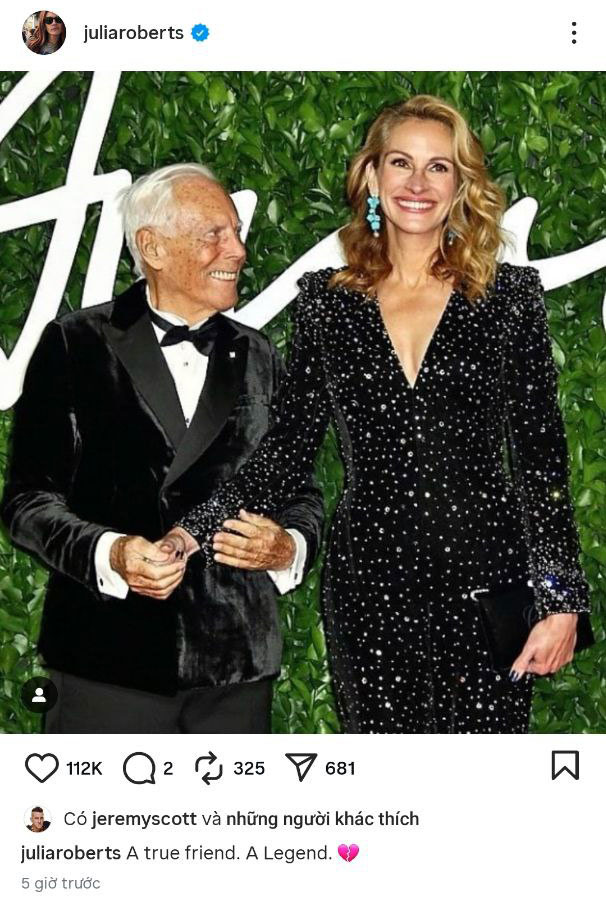 Julia Roberts nhớ về Giorgio Armani