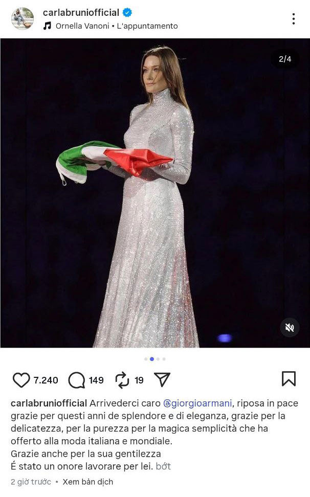 Carla Bruni trong thiết kế của Armani