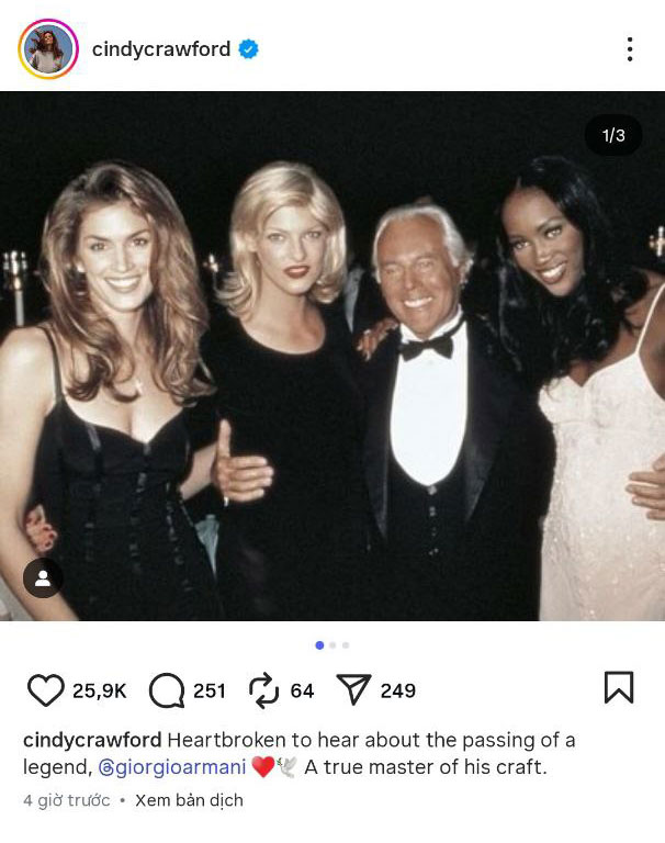 Cindy Crawford chia sẻ ảnh xưa
