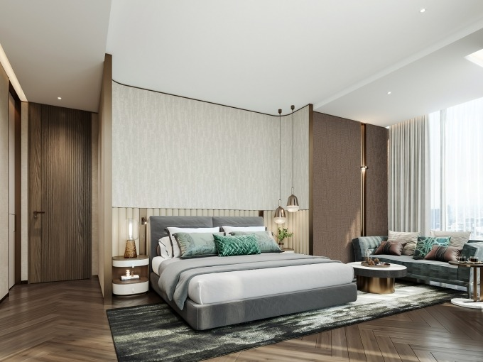 Nằm tầng 45 của một khu cao cấp.