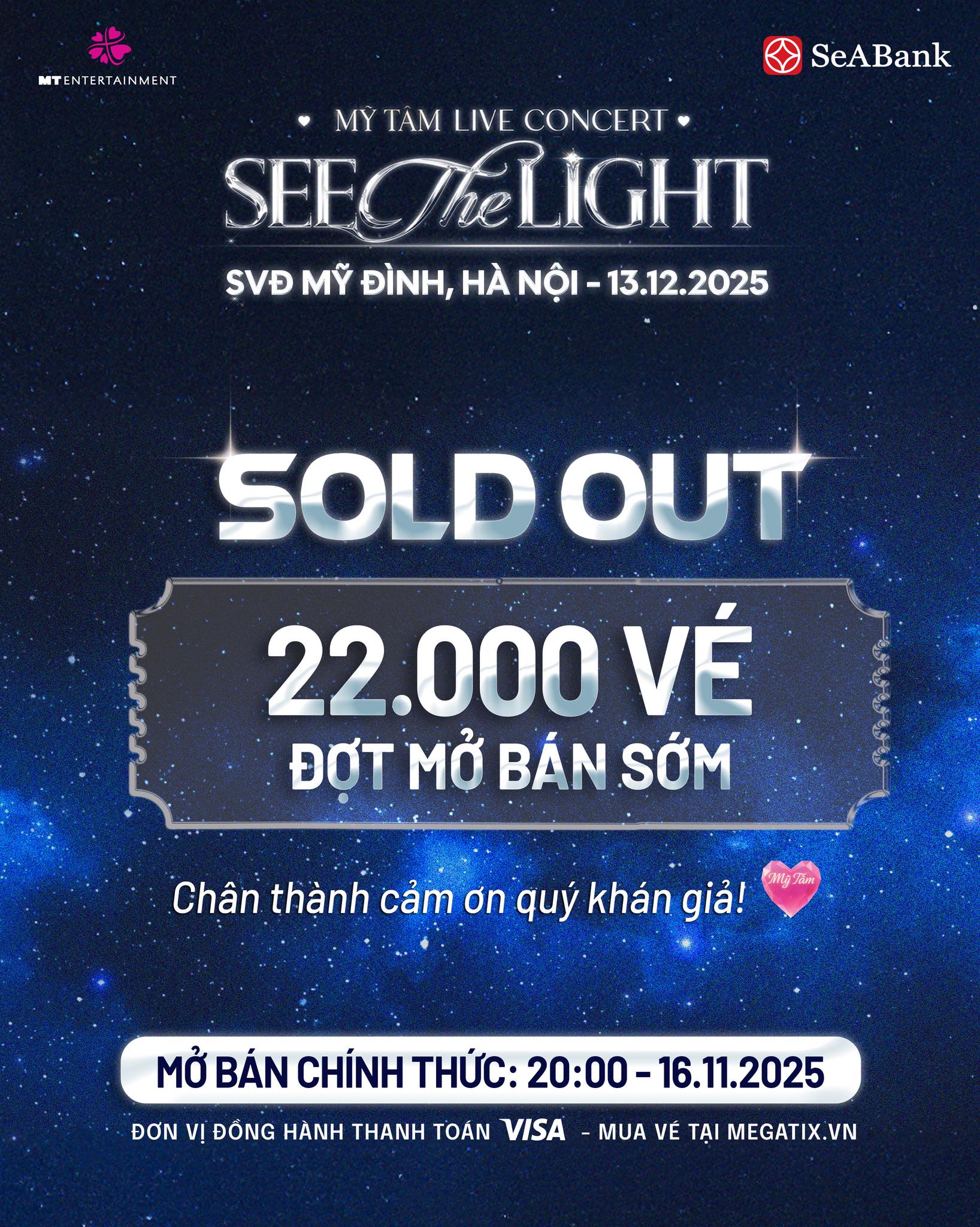 Live Concert Mỹ Tâm See The Light vừa kết thúc đợt mở bán vé đầu tiên Live Concert Mỹ Tâm hết vé nhanh
