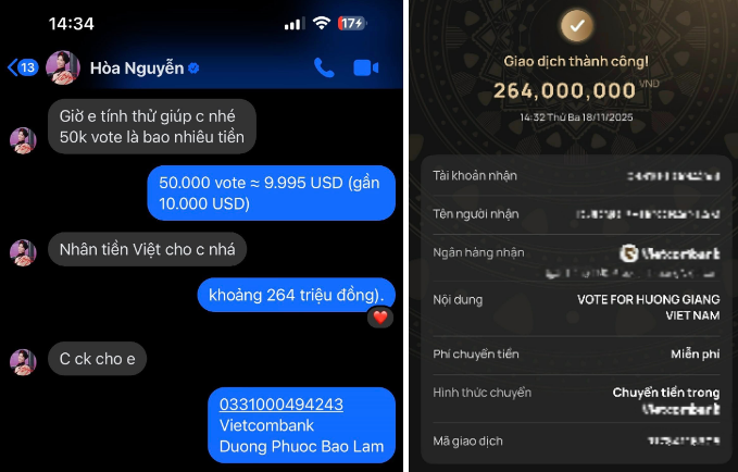 Hòa Minzy mua vote hỗ trợ Hương Giang