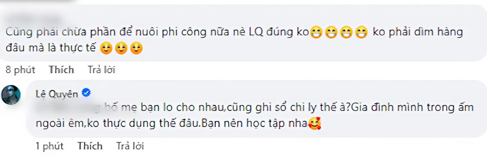 Lệ Quyên thẳng thắn đáp trả bình luận cho rằng cô bao nuôi bạn trai kém tuổi