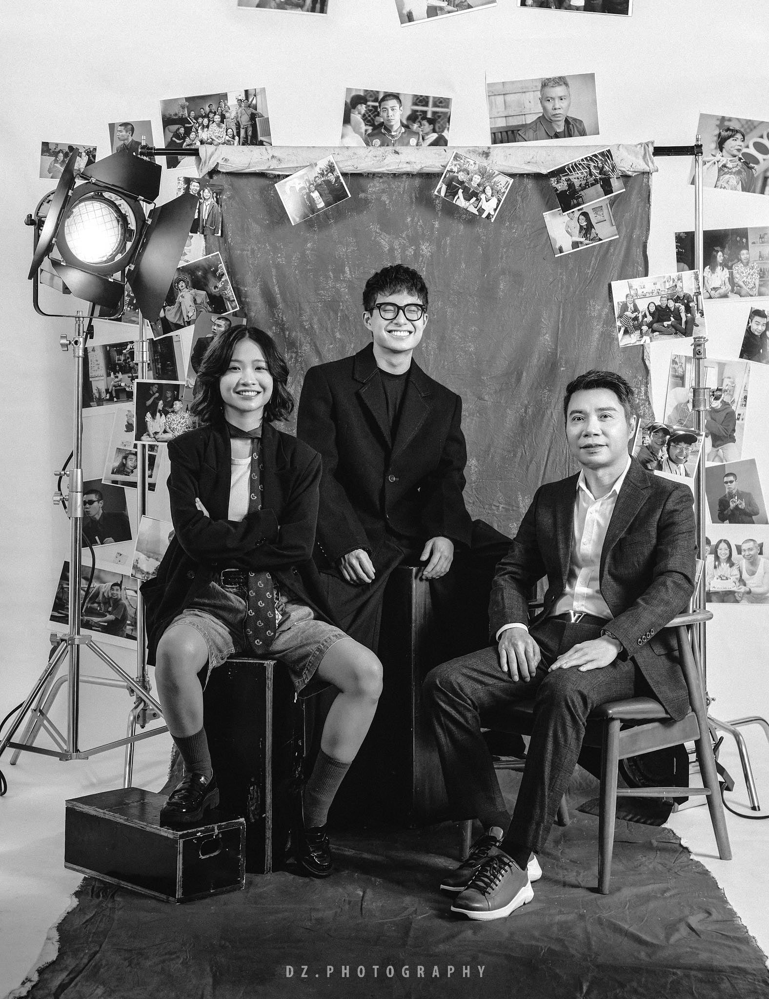 NSND Công Lý cùng hai người con Thục Anh và Gia Bảo